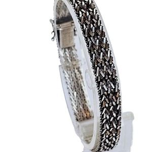 Sterling Silver  Bracelet D Torzal Mirror Bar Ball Mexico Artist TJ19